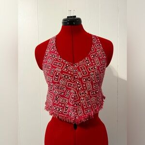 Western Halter Crop Top Bandana Print Boho Chic Upcycled